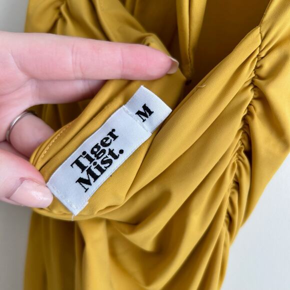 Tiger Mist. Sunrise Ruched Dress in Mustard M - Picture 8 of 8